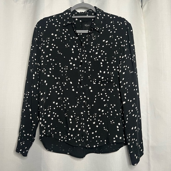 Rails Black and White Star Constellation Button Front Top XS - Picture 4 of 9